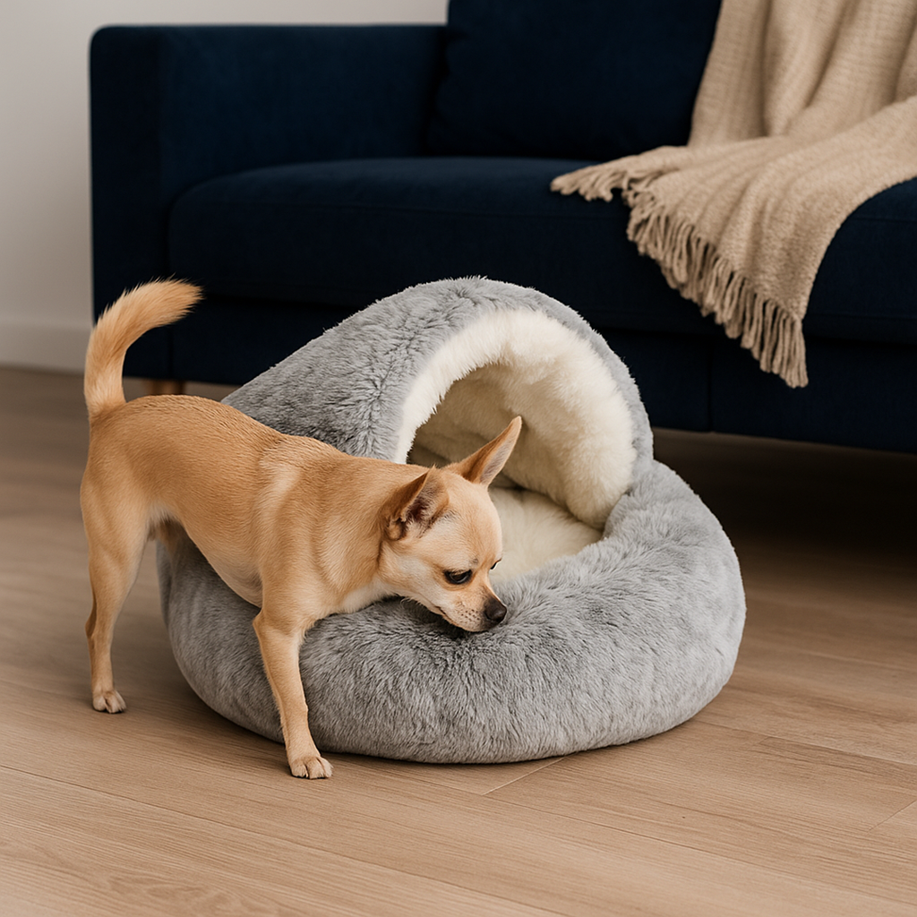 Soft Plush Dog Bed – Cozy Snuggle Cushion for Pets