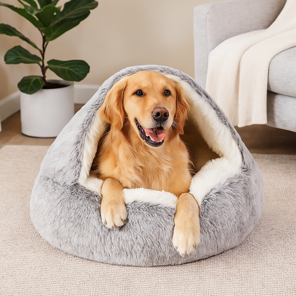 Soft Plush Dog Bed – Cozy Snuggle Cushion for Pets