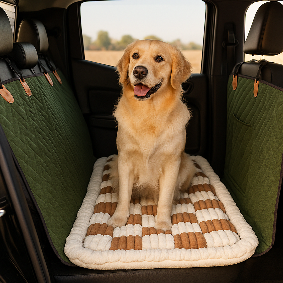 Dog Car Back Seat Protector – Water-Resistant Mat with Hard Base