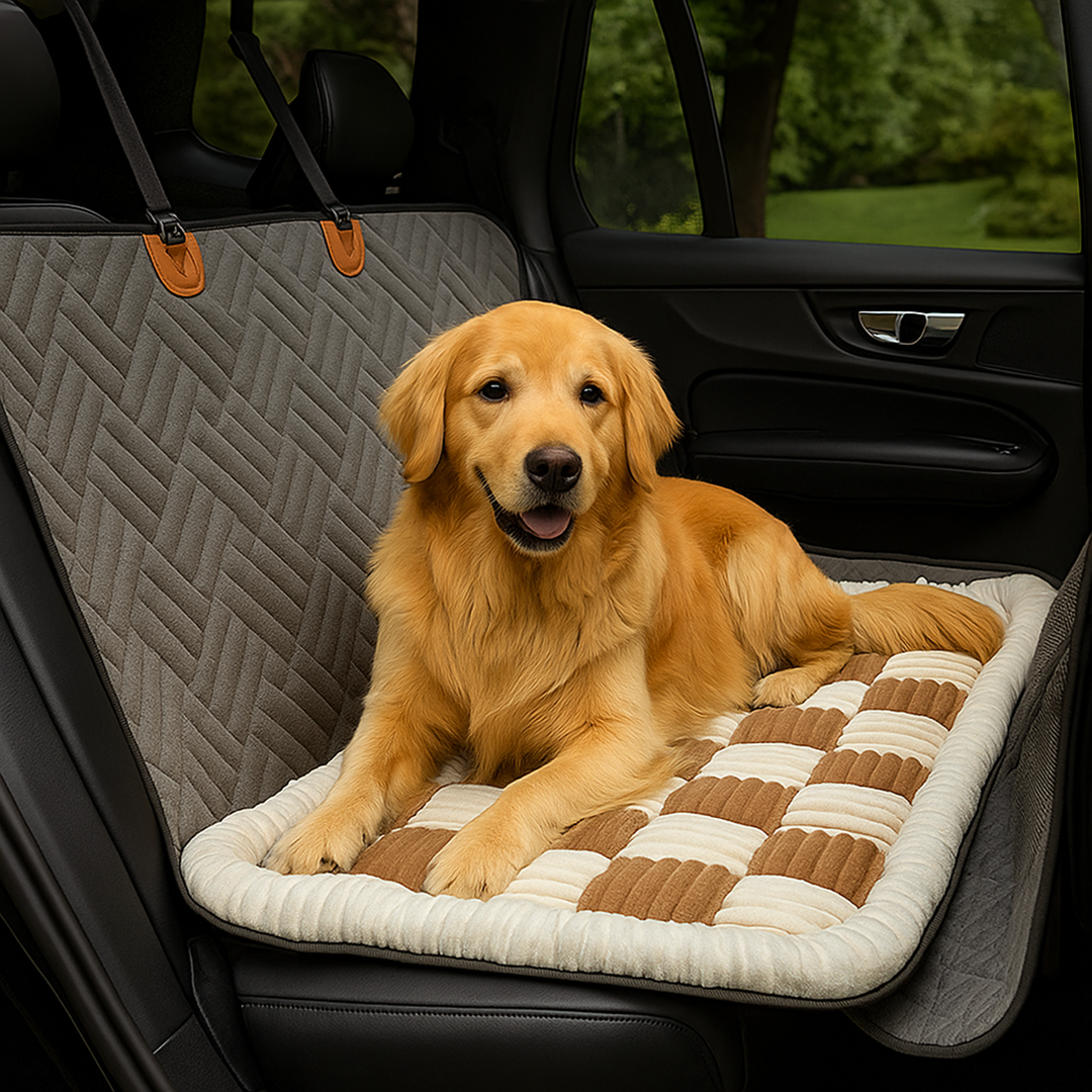 Dog Car Back Seat Protector – Water-Resistant Mat with Hard Base