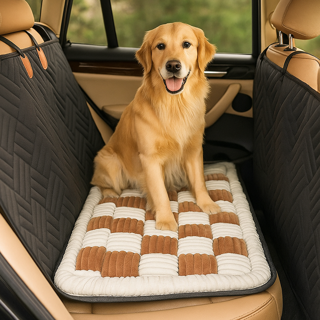 Dog Car Back Seat Protector – Water-Resistant Mat with Hard Base